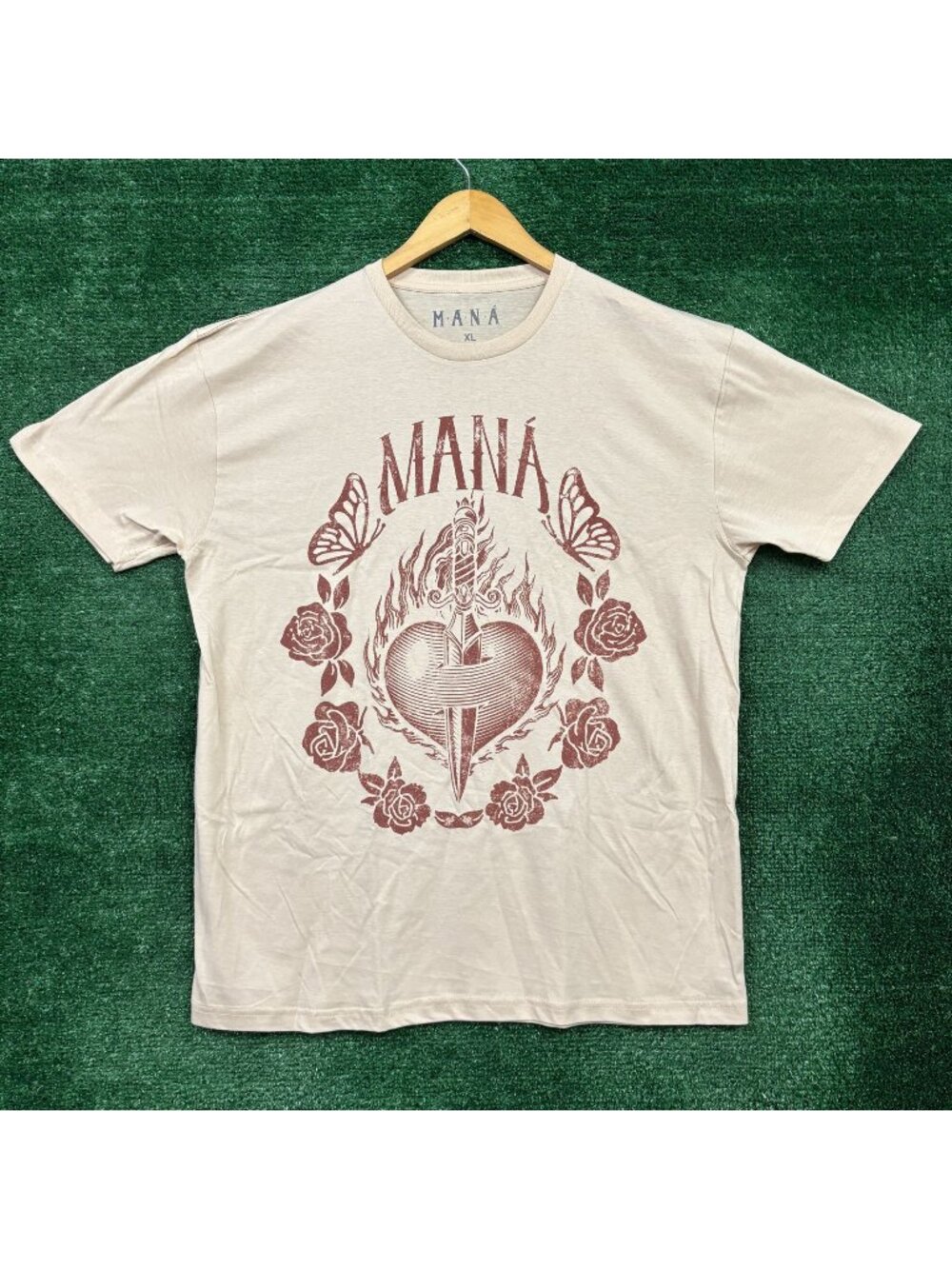 Mana Viver Sin Aire Tour Rock Beige T-Shirt Size Extra Large